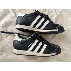 Adidas Samoa Lace Up Sneakers Black White Leather Size 3 Youth Casual Shoes